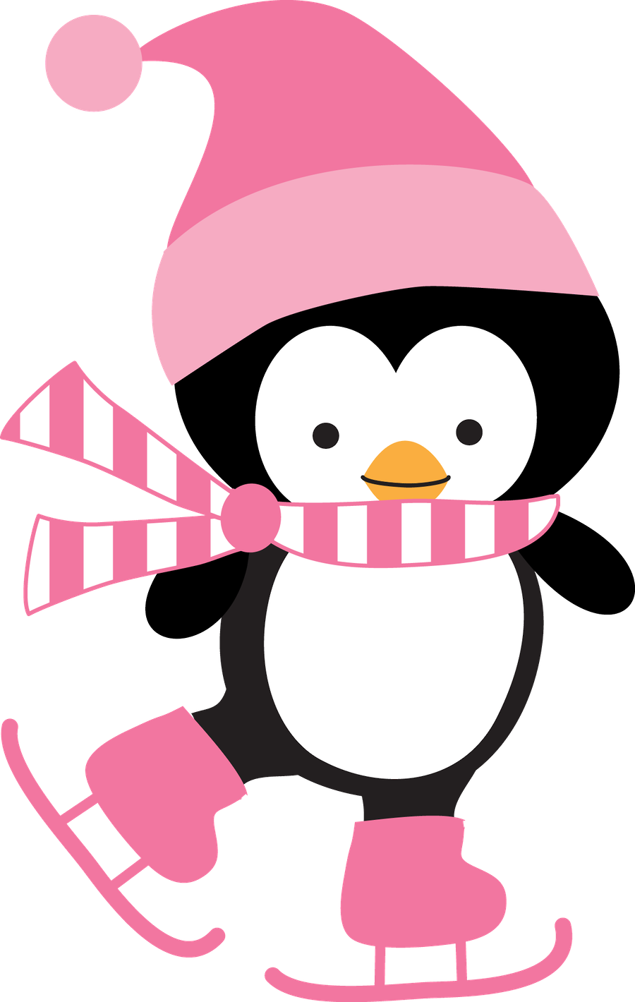 Say Hello - Penguin Ice Skating Clipart (900x1420)