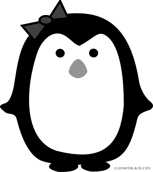 Girl Penguin Animal Free Black White Clipart Images - Cool Clip Art Designs (528x595)