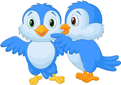 Twin Blue Bird Images - Whispering Cartoon (500x300)