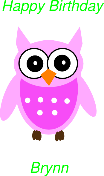 Owl Birthday Clipart - Pink Owl - Nail Decals By Yrnails (348x590)