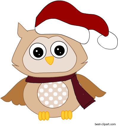 Owl Wearing Christmas Hat, Free Clip Art - Owl (450x450)