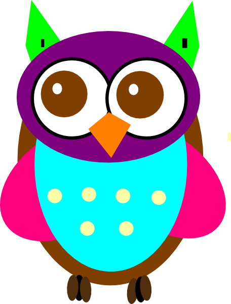 Colorful Baby Owl Clip Art - Owls Vector Clip Art (456x599)