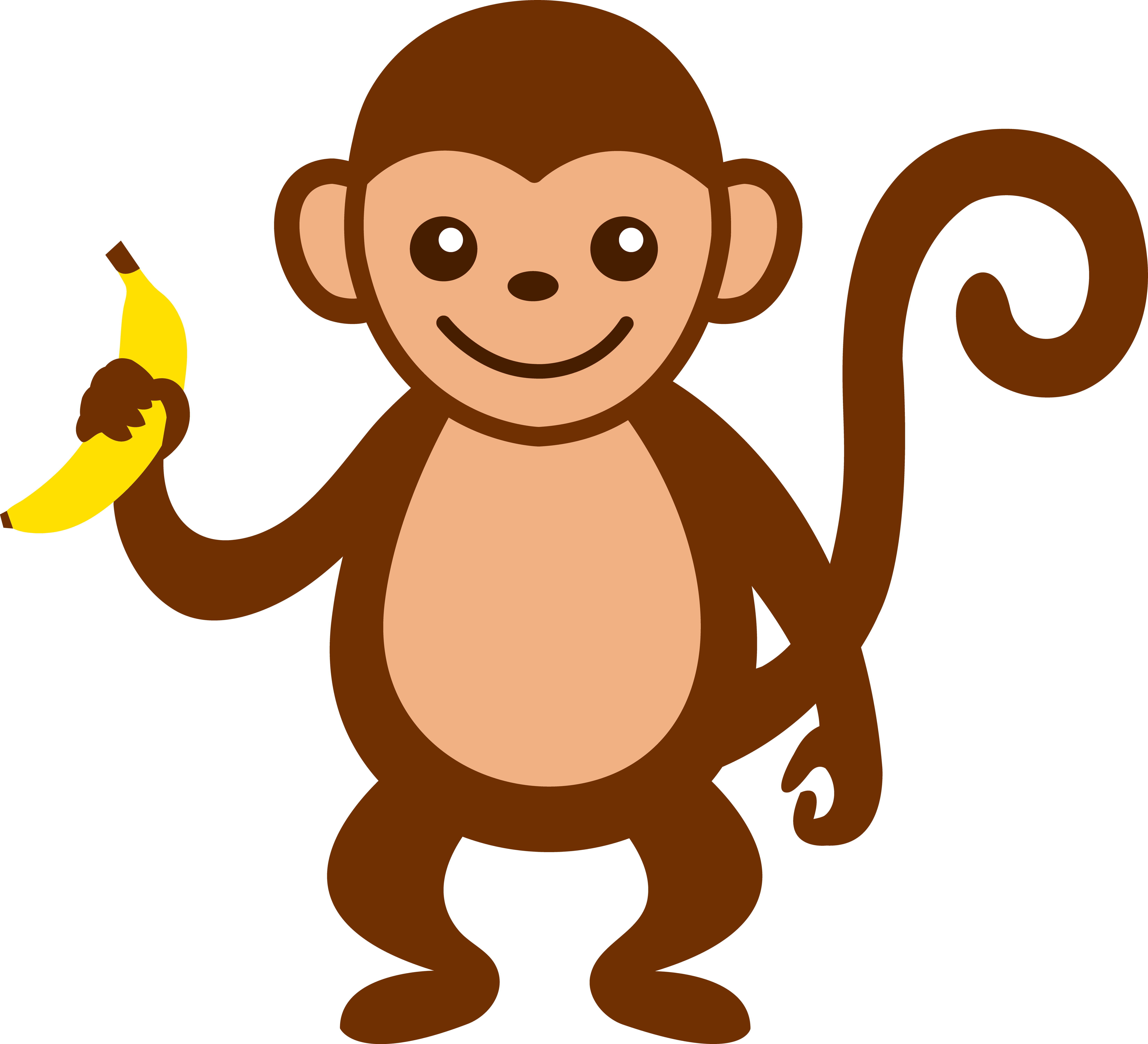 Baby Animal Clipart Unusual Pencil And In Color Baby - Cartoon Monkey (6597x6001)