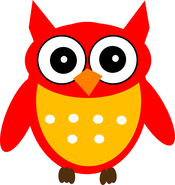 Red Owl Clip Art At Clker - Red And Yellow Owl (564x597)