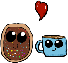 Chibi Donut And Coffee Cup Couple - Coffee Cup (674x518)