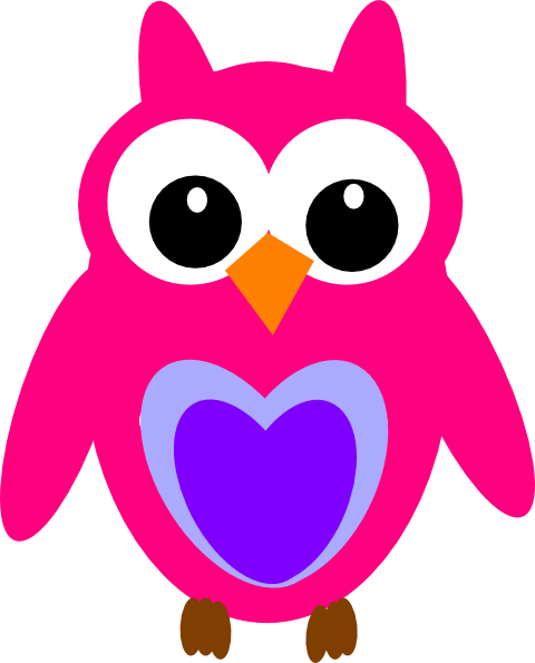 Purple Pink Owl Clip Art - Wise Clipart (480x595)