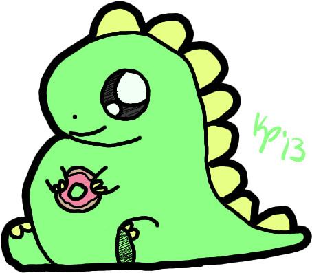 Donut Dinosaur By Kmp0511 - Cartoon (610x465)