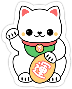 Super Cute Maneki Neko Stickers, The Lucky Beckoning - Kawaii Maneki Neko (375x360)