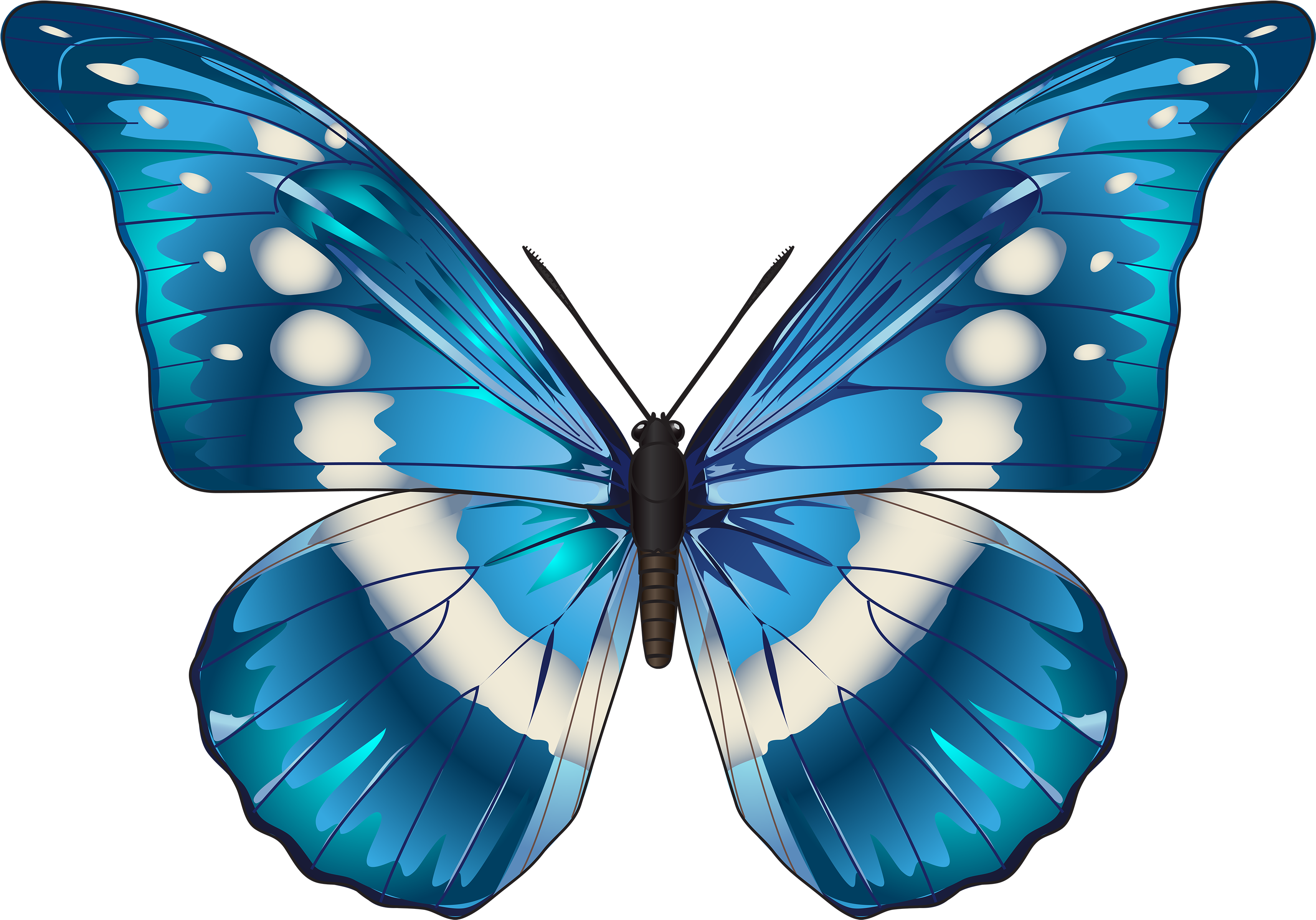Butterfly Blue Png Clip Art Image - Transparent Background Butterfly Clipart (3500x2446)
