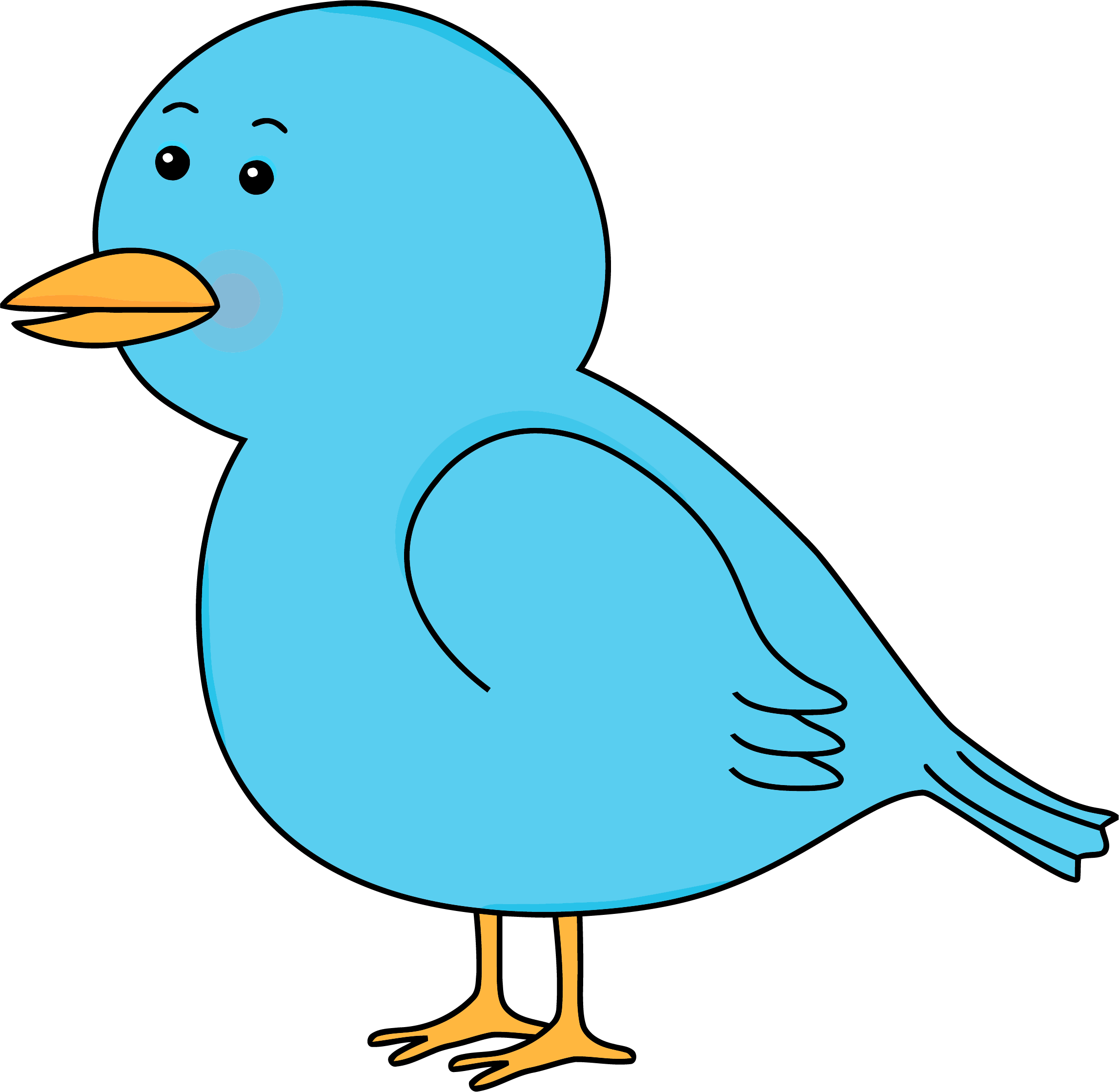 Waiting Cute Cartoon Bird Clipart Png - Blue Bird Clipart (2293x2238)