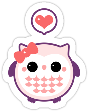 Super Cute Fat Pink Baby Owl Stickers - Owl (375x360)