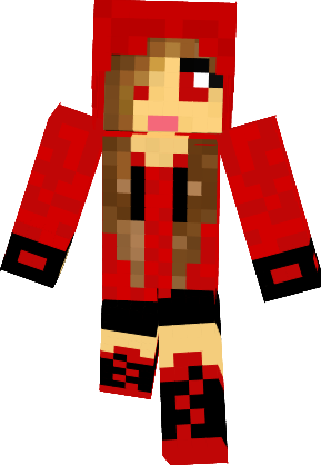 Minecraft Red Hoodie Girl Skin (289x418)