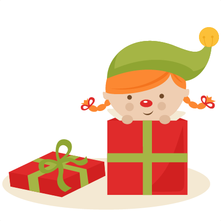 Girl Elf In Present Svg Cutting Files Christmas Svg - Scalable Vector Graphics (432x432)