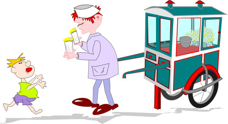 Free Popcorn Vendor Clip Art - Carrinho Pipoca Png (795x434)
