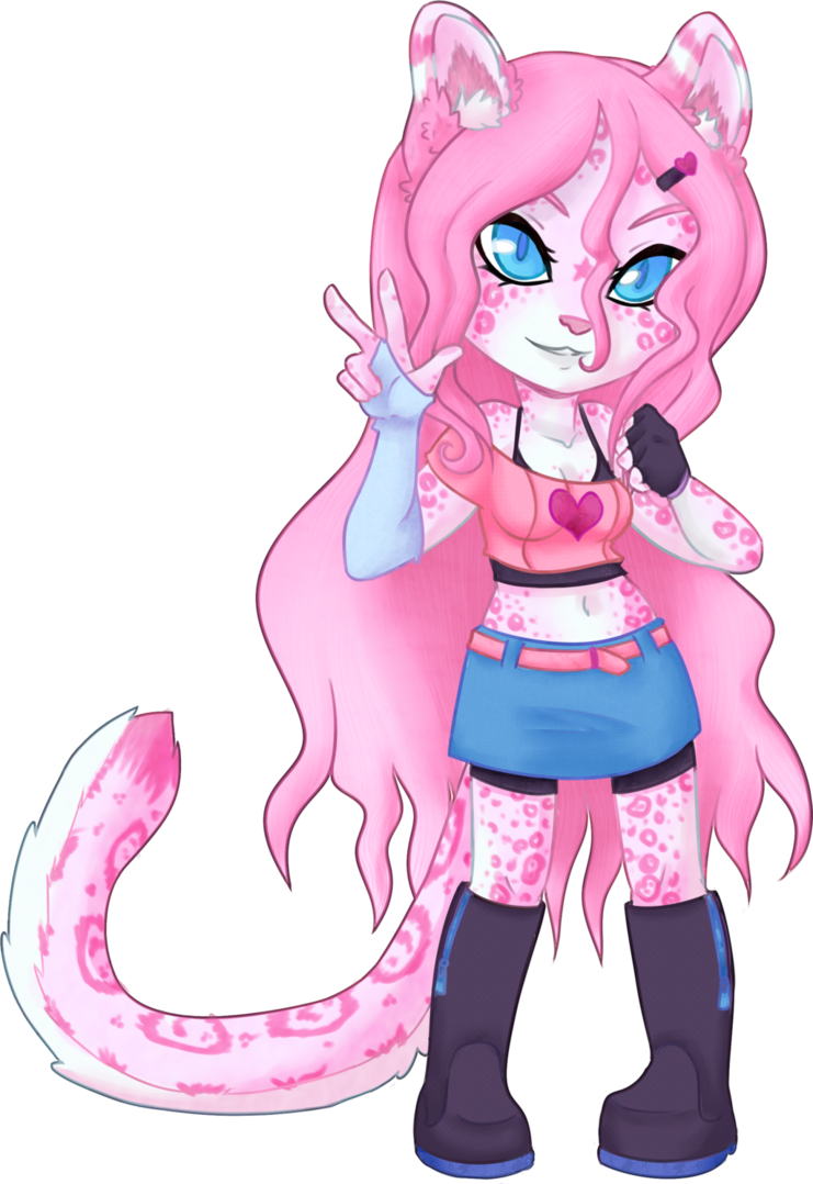 Karina [pink Snow Leopard] By Kyttias - Chibi Snow Leopard Furry (741x1078)