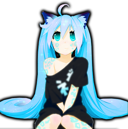 Sapphire Snow Leopard Neko By Lilly-nila - Cartoon (410x413)