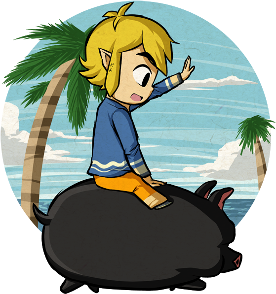 Link's Literal Piggy Back Ride By Icy Snowflakes - Cute Wind Waker Link (600x600)