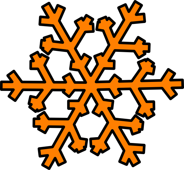 Orange Snowflake Clip Art - Orange Snowflake Clipart (600x554)