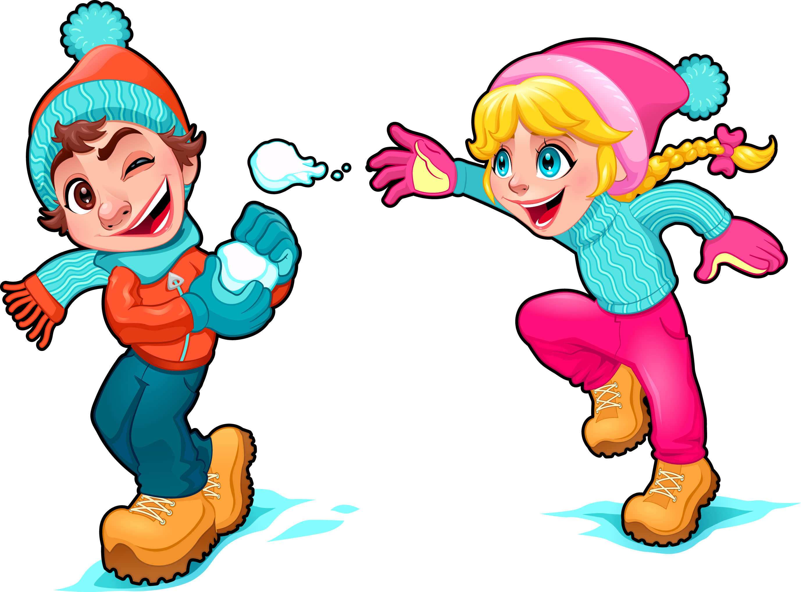 Cartoon Snow Play Illustration - Playing In The Snow Cartoon (2755x2036)