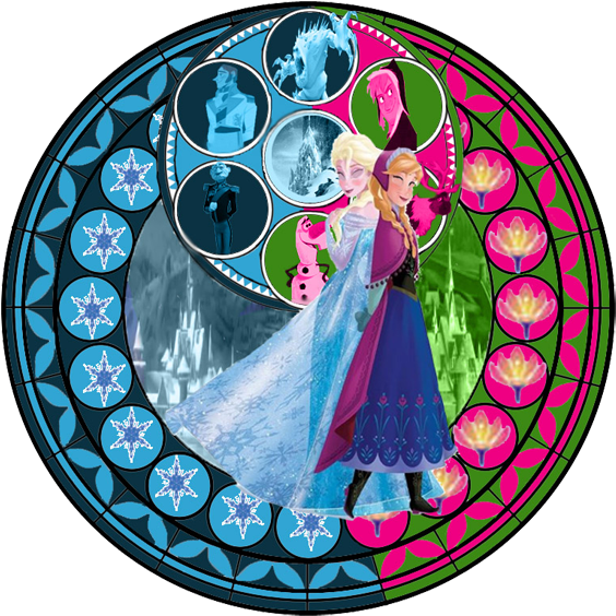 Ana And Elsa Clip Art - Elsa And Anna Stained Glass (576x576)