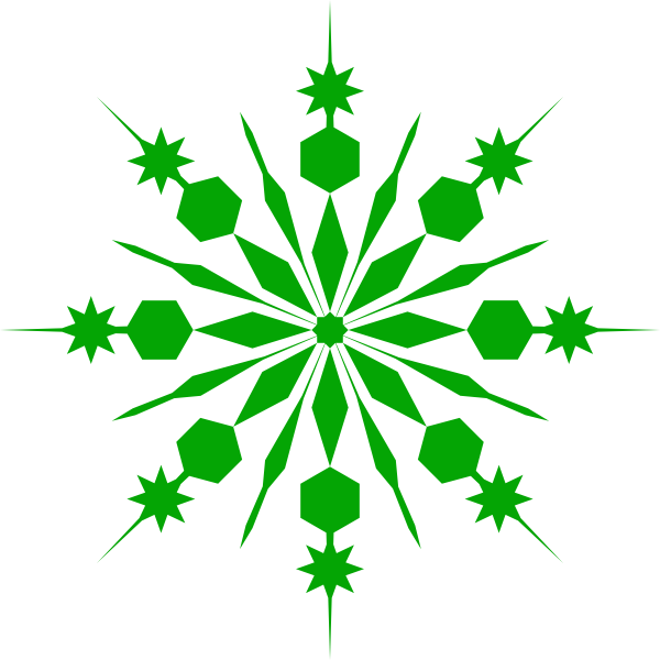 Shower Green Snowflake Clip Art At Clker - Green Snowflake (600x600)