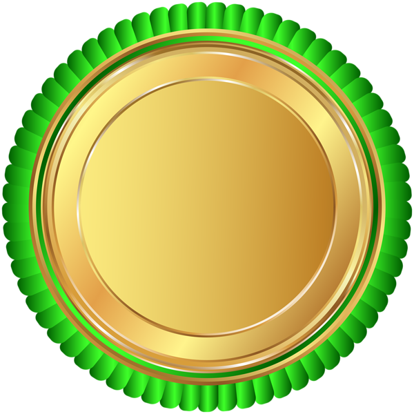 Gold Green Seal Badge Png Clip Art Image - Green Seal Clipart (600x600)