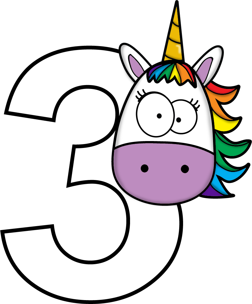 Unicorn Clipart Math - Numeros Unicornio (841x1015)