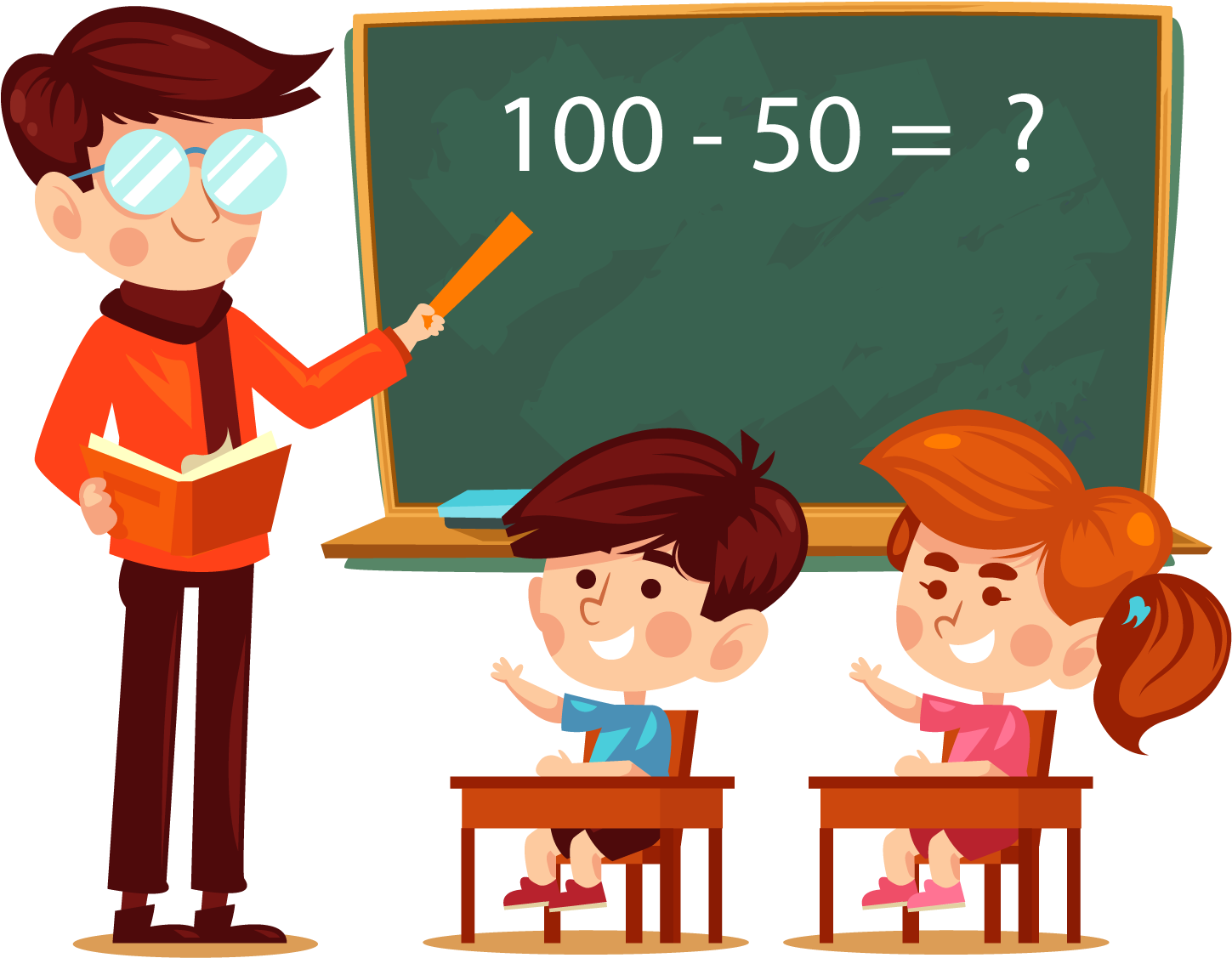 Student Teacher Learning Addition Classroom - Teacher Classroom Cartoon Png (1500x1500)