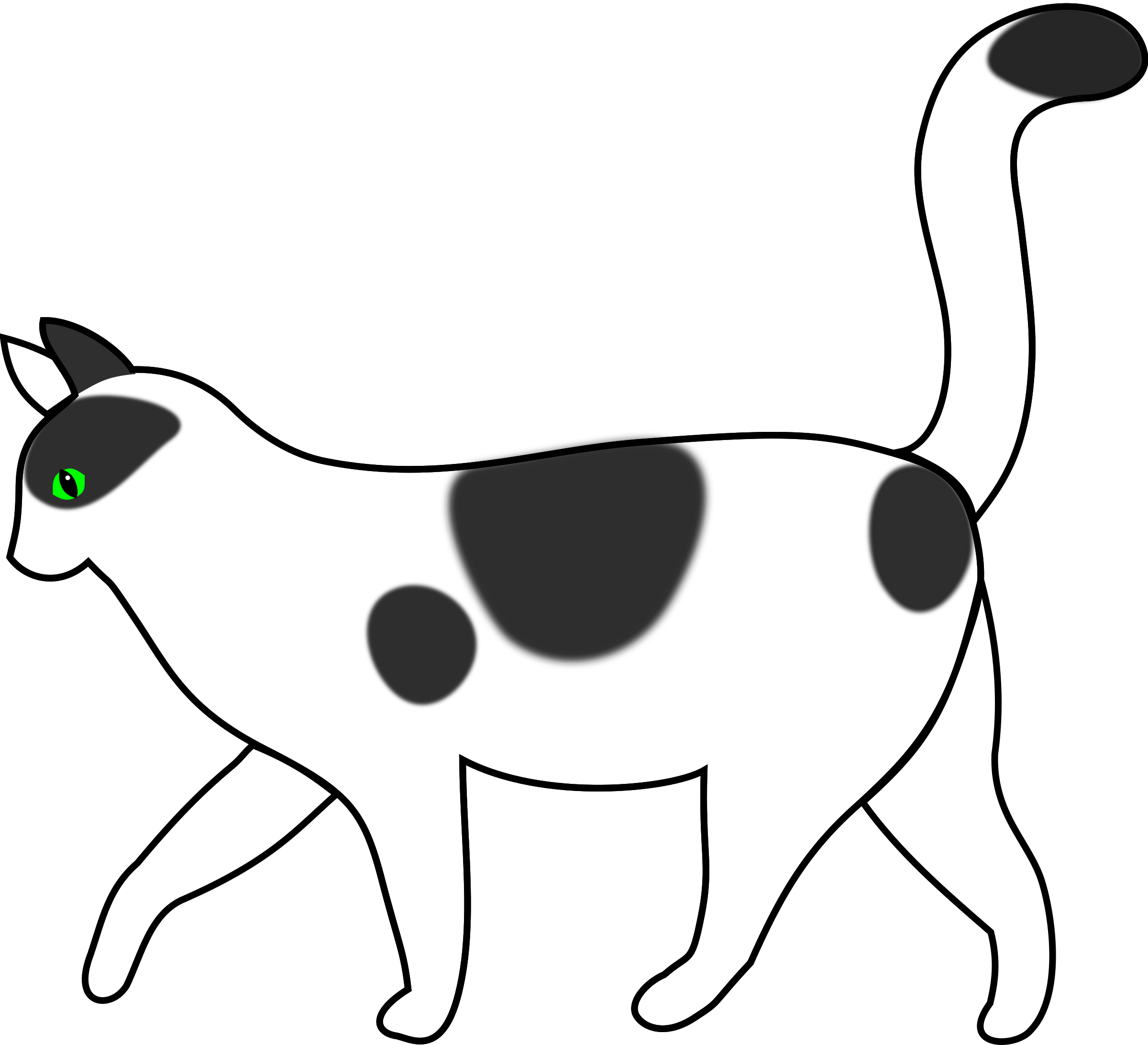 White Cat Walking - Cat Clip Art Black - (2400x2185) Png Clipart Download. 
