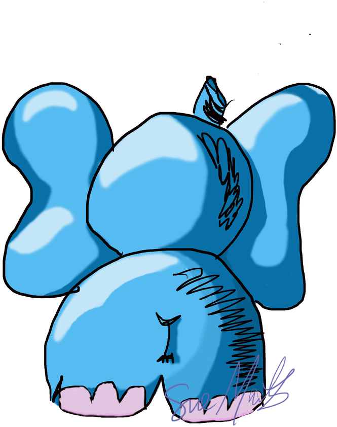 Blue Elephant Butt By Suedidit - Sketch Of Cartoon Baby Elephant (745x1072)