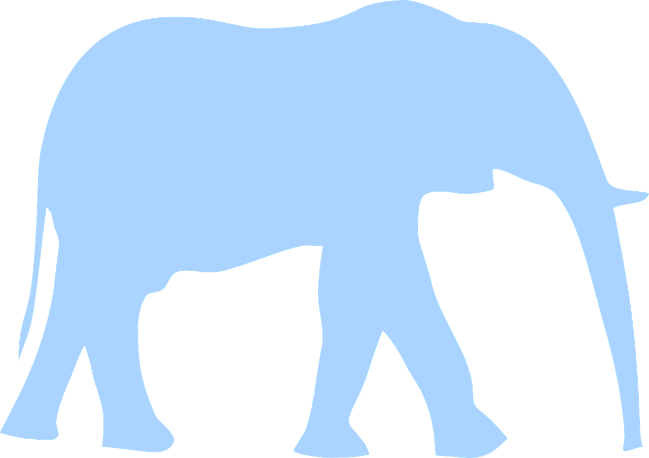 Blue Elephant Clip Art - Plantillas Para Estarcido De Animales (1280x903)