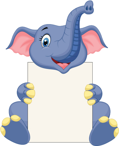 Blue Elephant Holding White Notice Board - Animal Holding Blank Sign (500x500)