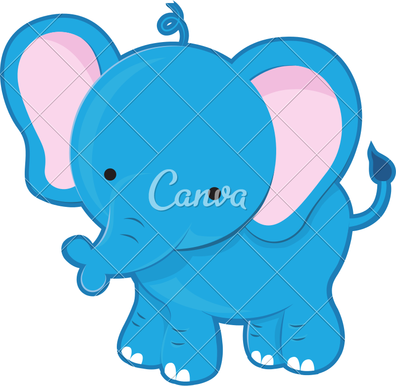 Blue Elephant - Cute Cartoon Elephant (800x780)