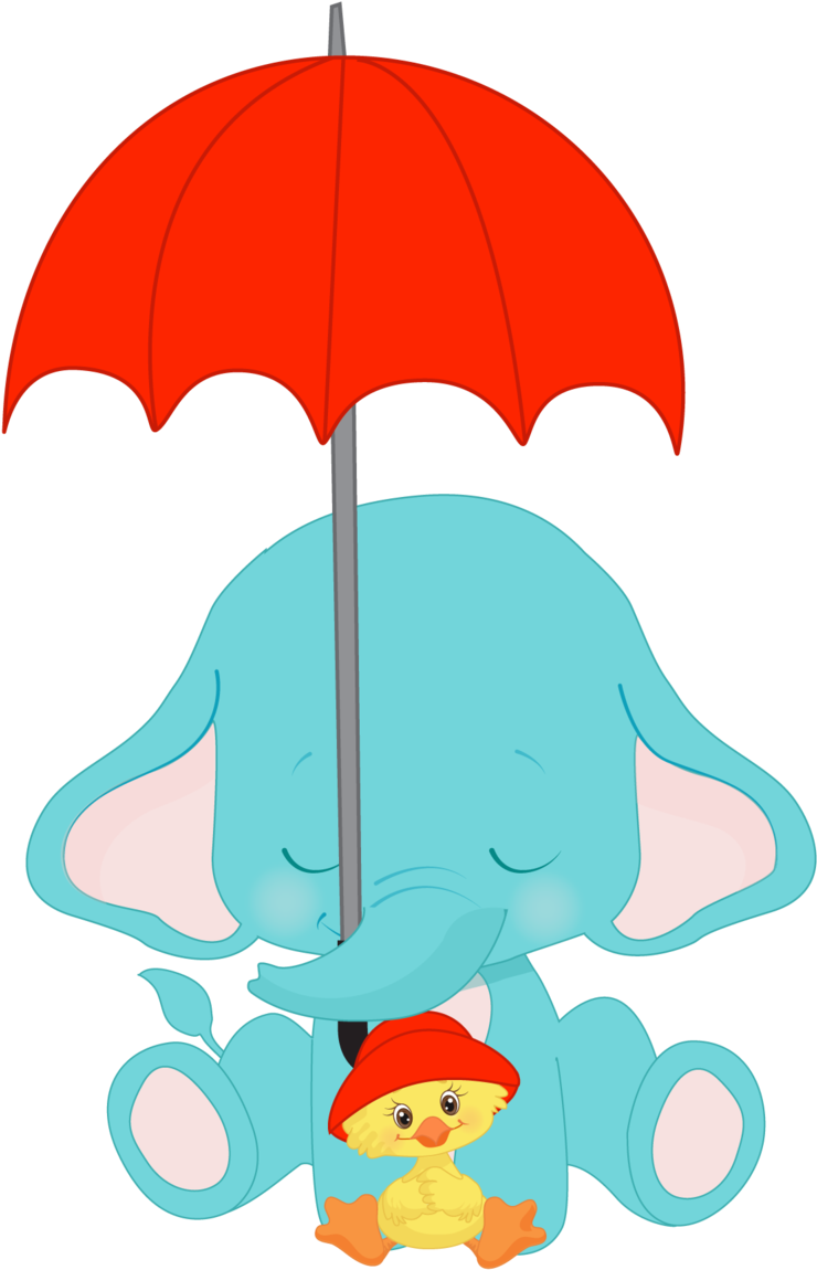 Sublimation Transfer Animal Blue Elephants With Umbrella - Cartoon (1200x1200)