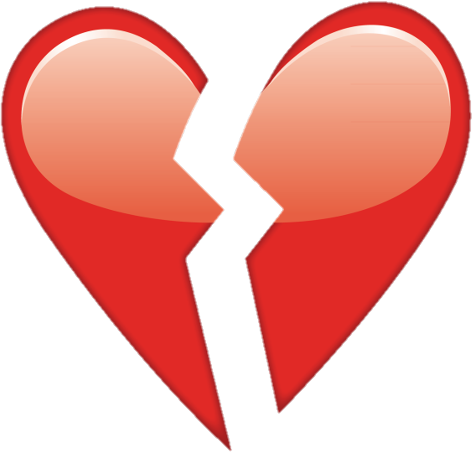 #overlay #tumblr #heart #corazonroto #corazon #heartbroken - Transparent Broken Heart Emoji (1024x1024)
