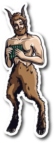 Greek God Satyr Sticker - Cartoon (600x600)
