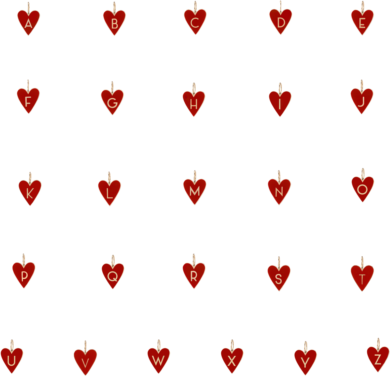 Medium Gold Border Enamel Heart With Letter - Heart (1341x1293)