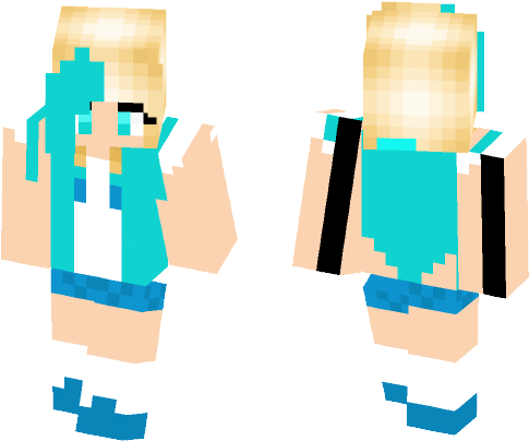 Blonde Girl W/ Blue Hair Dye - Skin Minecraft Gasai Yuno (584x497)
