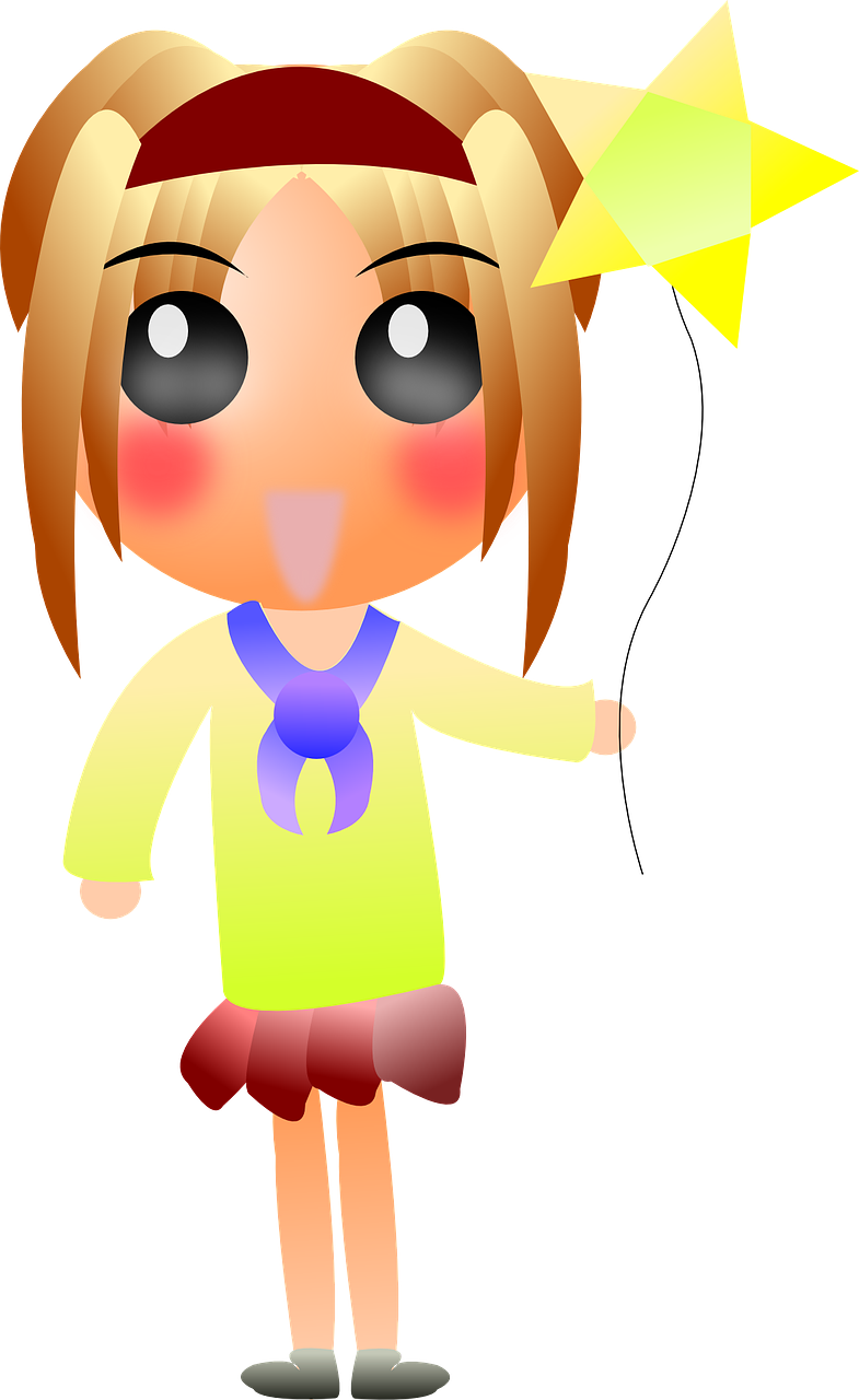 Anime Blonde Girl - Anime Niña Con Globos (785x1280)