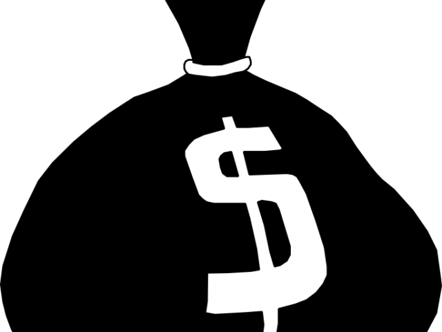Monochrome Clipart Money - Money Bag Clip Art (640x480)