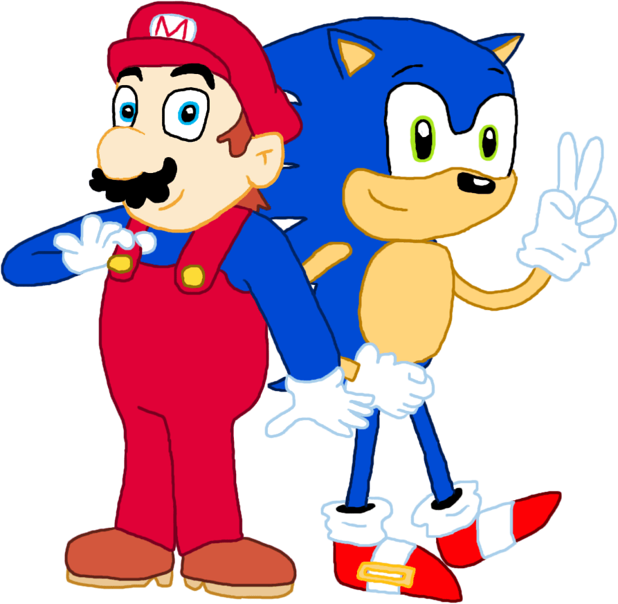 Mario And Sonic Clip Art - Cartoon (893x873)