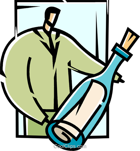 Message In A Bottle Royalty Free Vector Clip Art Illustration - Message In A Bottle Royalty Free Vector Clip Art Illustration (447x480)