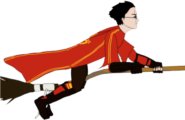 Harry Potter Clipart Christmas - Harry Potter On The Broom (640x480)