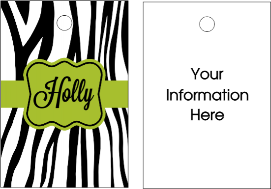 Zebra Green Luggage/bag Tag - Illustration (550x500)
