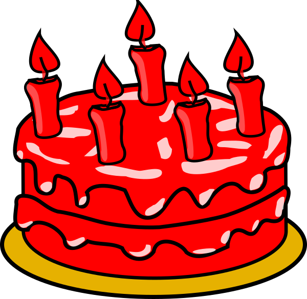 Red Cake Clip Art - Birthday Cake Clip Art (600x585)