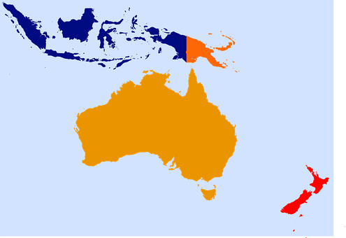Australia, Oceania, New Zealand - Indonesia Map Global (495x340)