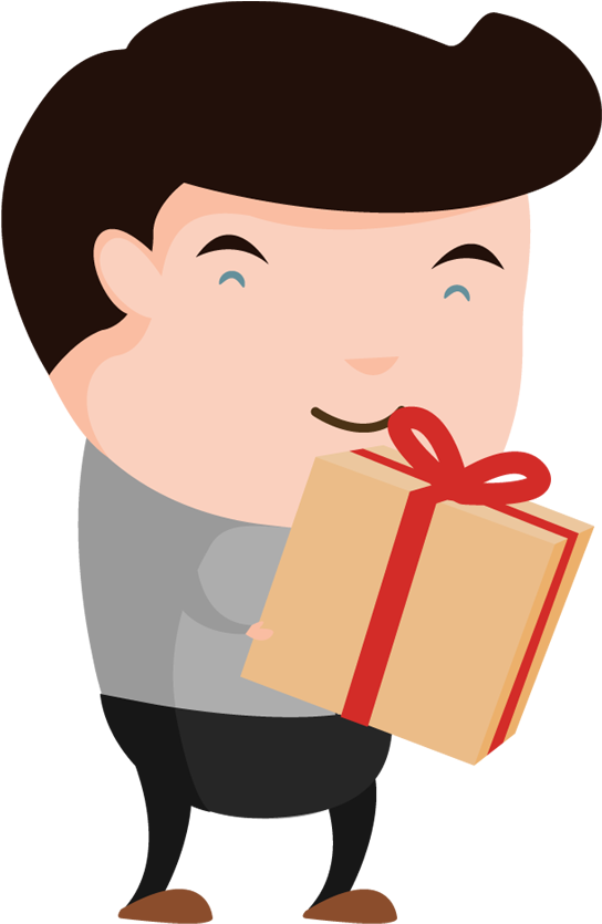 Clip Black And White Gift Huge - Cartoon People Transparent Background (550x840)