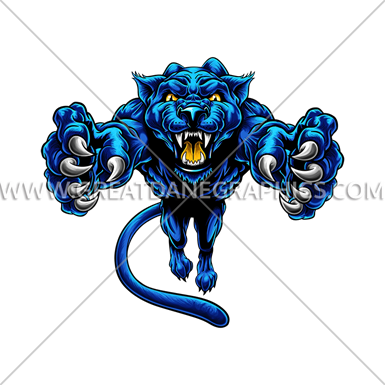 Pouncing Cartoon Panther Mascot - Cartoon Panther Pouncing (385x385)