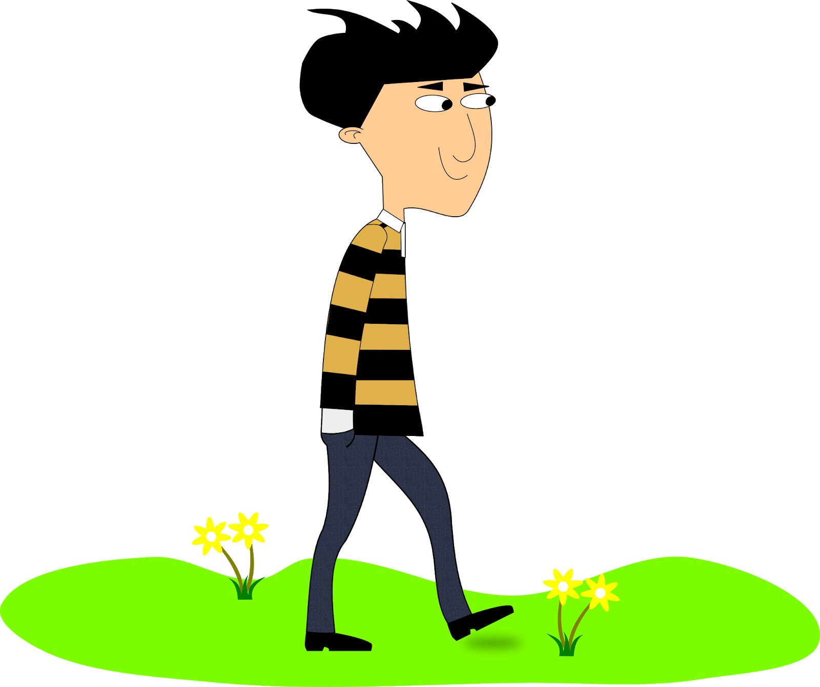 Adapted "walking Man" Cartoon Recreated In Inkscape - Illustration (1600x1341)