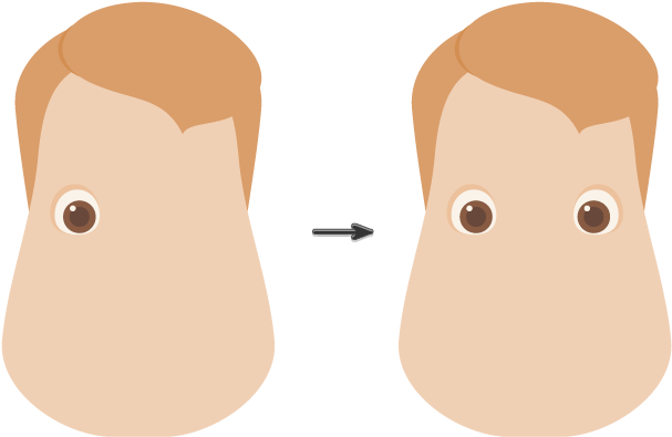 Placing The Eye And Creating Another One - Cartoon (850x443)